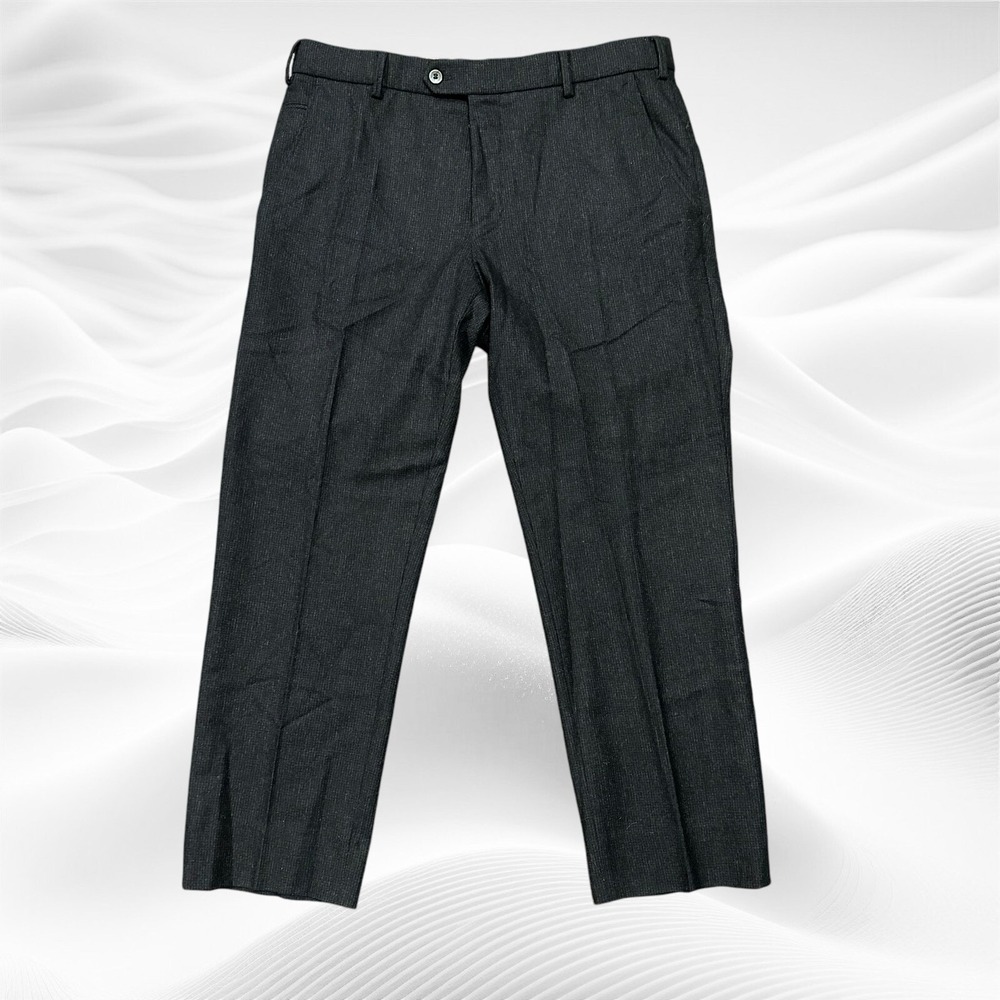 MEYER Drk Gray Wool Blend Stretch Flat Front Bonn Pants 34X27.5 (2" To Let Out)